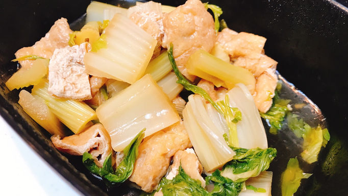 劇的簡単!セロリと油揚げの煮浸し